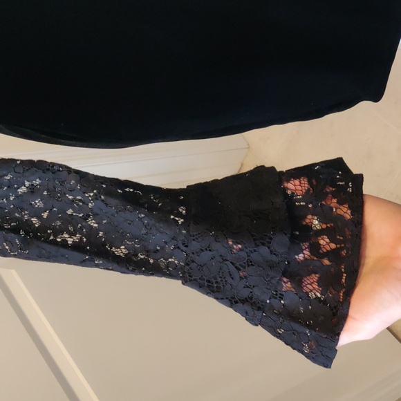 New!C' faitPourVousParis black velvet lace dress bell shape long sleeves Goth Bo - Picture 3 of 14